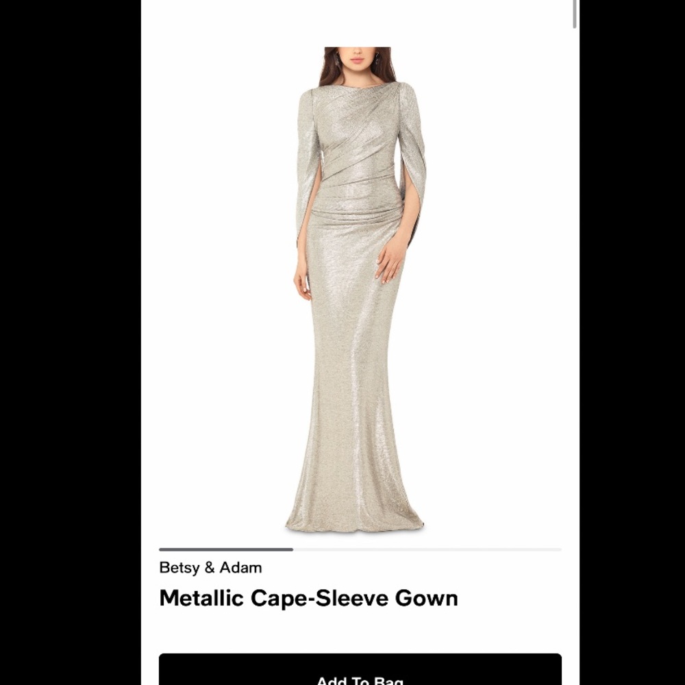 Betsey and Adam metallic cape sleeve gown